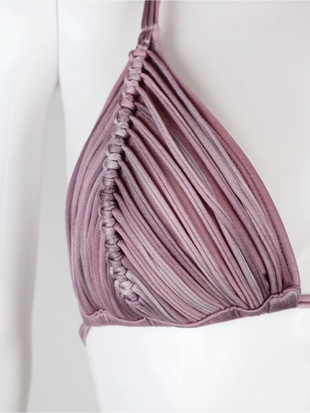 PQ SWIM | Women's Mauve Stringy Ruched Triangle Bikini Top